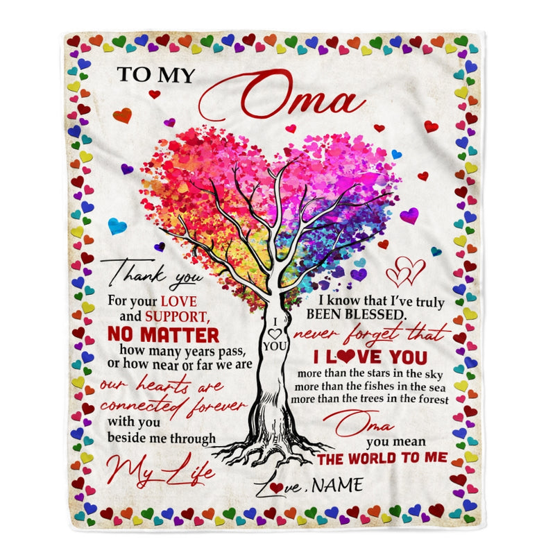 Personalized To My Oma Blanket From Grandkids Never Forget That I Love You You Mean The World to Me Oma Birthday Mothers Day Christmas Fleece Blanket Blanket mockup 1 800x.jpg