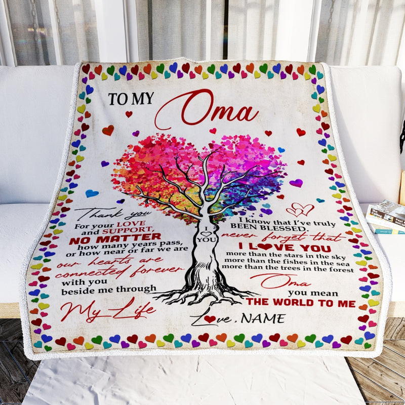 Personalized To My Oma Blanket From Grandkids Never Forget That I Love You You Mean The World to Me Oma Birthday Mothers Day Christmas Fleece Blanket Blanket mockup 2 800x.jpg