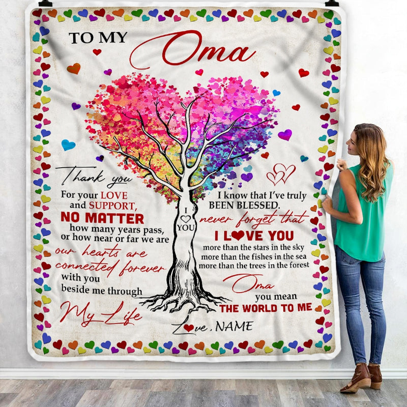 Personalized To My Oma Blanket From Grandkids Never Forget That I Love You You Mean The World to Me Oma Birthday Mothers Day Christmas Fleece Blanket Blanket mockup 3 800x.jpg