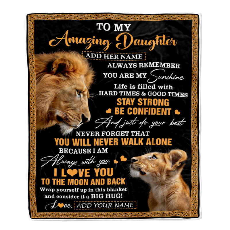 Personalized To My Amazing Daughter Blanket From Dad Father Lion It A Big Hug Daughter Birthday Gifts Graduation Christmas Customized Fleece Throw Blanket Blanket mockup 1 800x.jpg