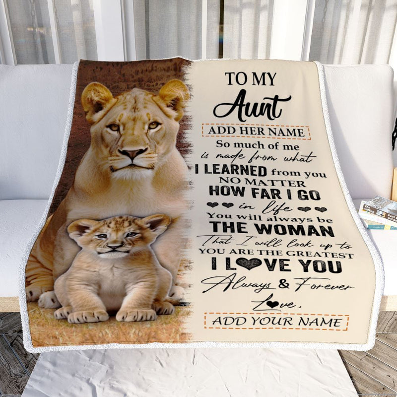 Personalized To My Aunt Blanket From Niece Nephew You Are The Greatest Lion Aunt Birthday Gifts Mothers Day Christmas Customized Travel Fleece Blanket Blanket mockup 2 800x.jpg