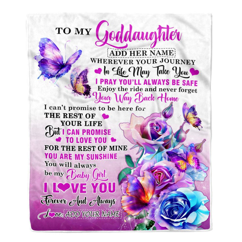 Personalized To My Goddaughter Blanket From Godmother Wherever Your Journey In Life Butterfly Goddaughter Birthday Gifts Christmas Customized Fleece Blanket Blanket mockup 1 800x.jpg