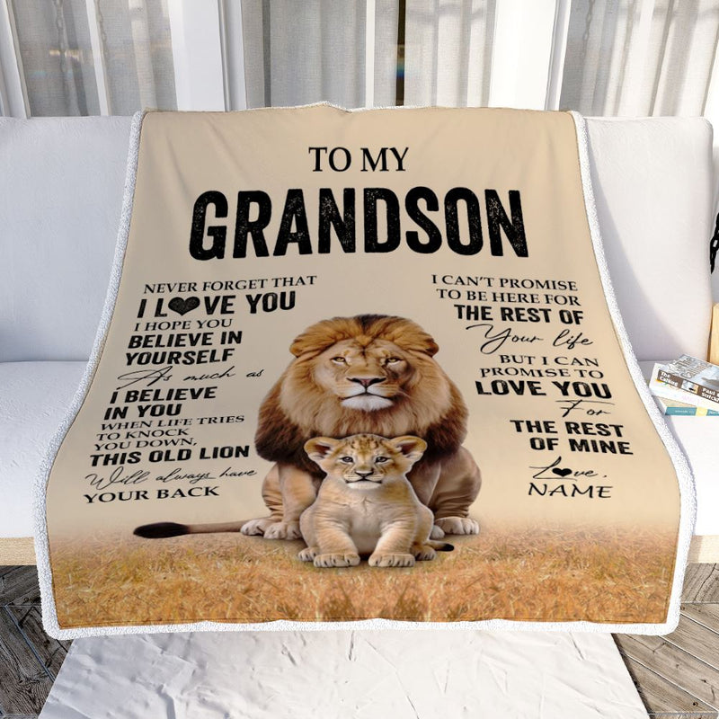 Personalized To My Grandson Blanket From Grandpa Papa Lion Never Forget That I Love You Grandson Birthday Gifts Christmas Customized Fleece Throw Blanket Blanket mockup 2 800x.jpg