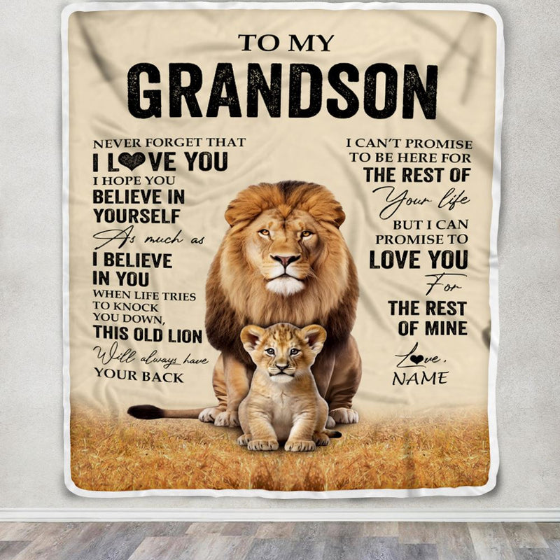 Personalized To My Grandson Blanket From Grandpa Papa Lion Never Forget That I Love You Grandson Birthday Gifts Christmas Customized Fleece Throw Blanket Blanket mockup 3 800x.jpg