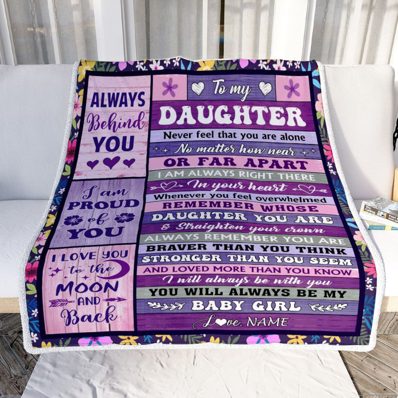 Personalized To My Daughter Gifts Blanket From Mom Dad Wood Never Feel Alone Daughter Gifts Birthday Graduation Christmas Customized Fleece Throw Blanket Blanket mockup 2 800x.jpg