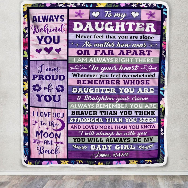 Personalized To My Daughter Gifts Blanket From Mom Dad Wood Never Feel Alone Daughter Gifts Birthday Graduation Christmas Customized Fleece Throw Blanket Blanket mockup 3 800x.jpg