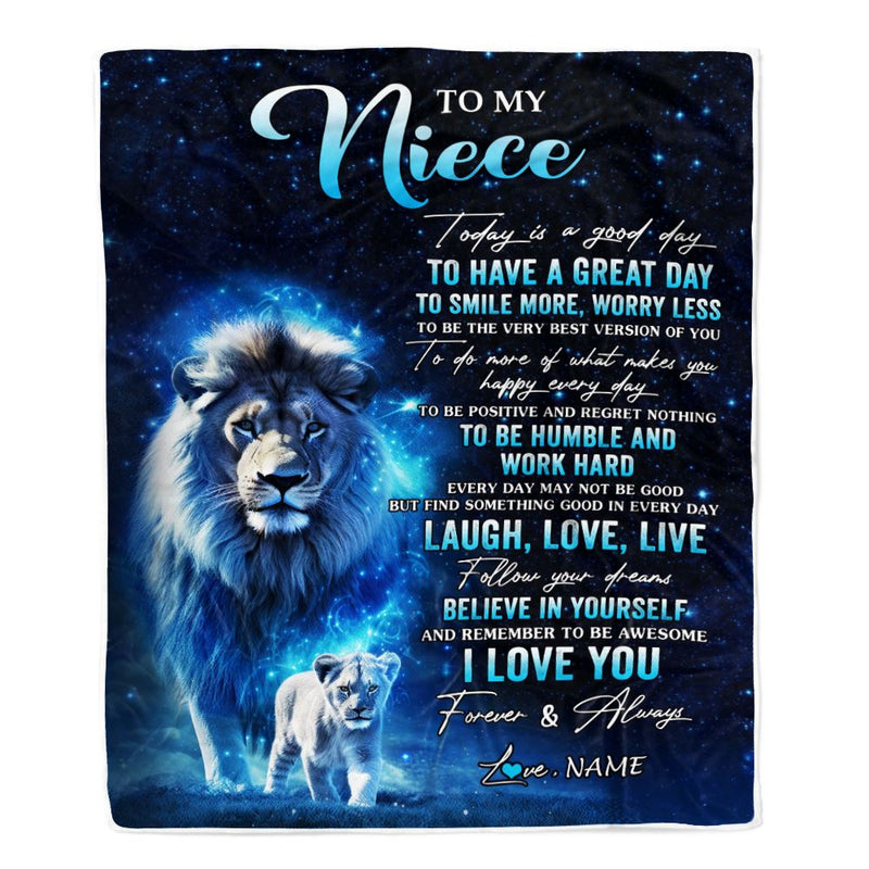 Personalized To My Niece Lion Blanket From Uncle Today Is A Good Day Niece Gifts Birthday Graduation Christmas Customized Bed Fleece Throw Blanket Blanket mockup 1 800x.jpg