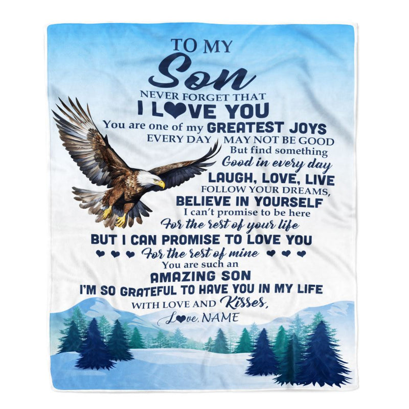 Personalized To My Son Eagle Blanket From Mom Dad Never Forget That I Love You Son Gift Birthday Graduation Christmas Customized Gift Fleece Throw Blanket Blanket mockup 1 800x.jpg