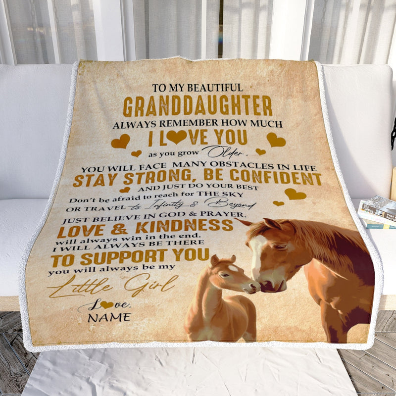 Personalized To My Granddaughter Blanket From Grandma Papa Always Remember I Love You Horse Granddaughter Birthday Christmas Customized Fleece Throw Blanket Blanket mockup 2 800x.jpg