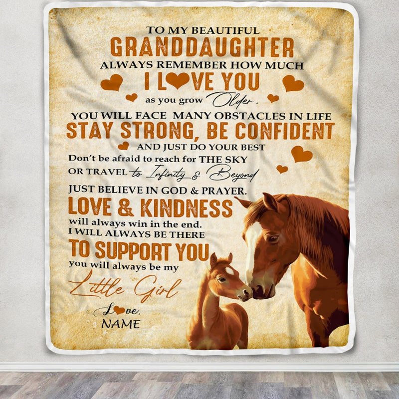 Personalized To My Granddaughter Blanket From Grandma Papa Always Remember I Love You Horse Granddaughter Birthday Christmas Customized Fleece Throw Blanket Blanket mockup 3 800x.jpg