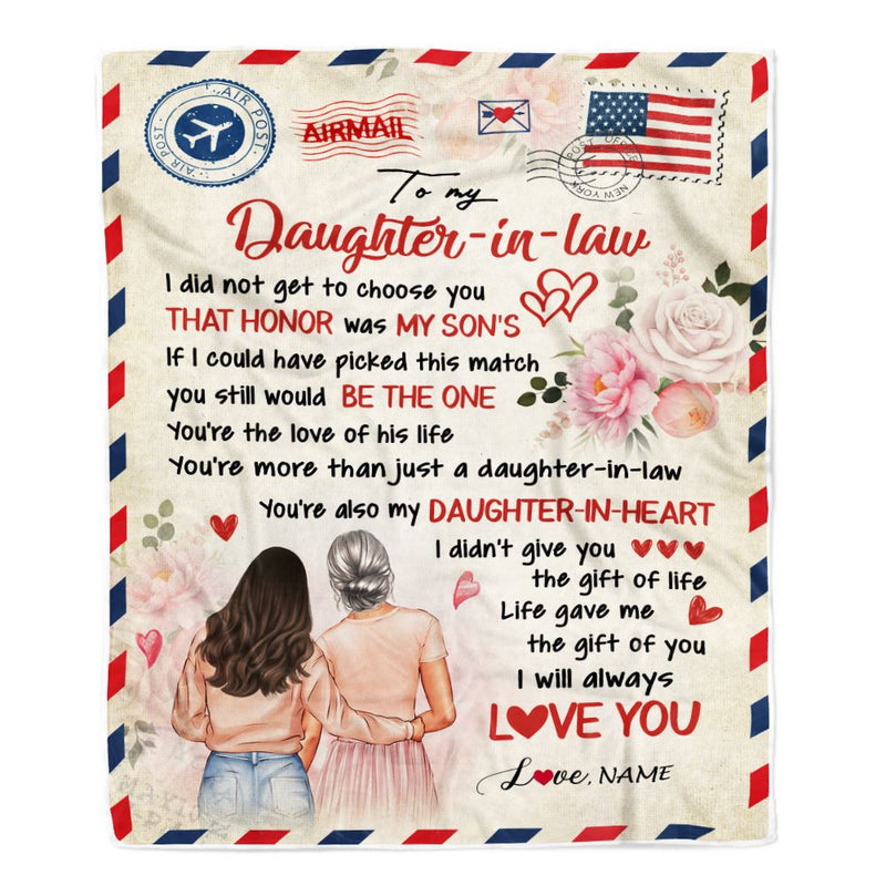 Personalized To My Daughter In Law Blanket From Mom Air Mail Future Daughter In Law Birthday Anniversary Wedding Day Christmas Customized Fleece Blanket Blanket mockup 1 800x.jpg
