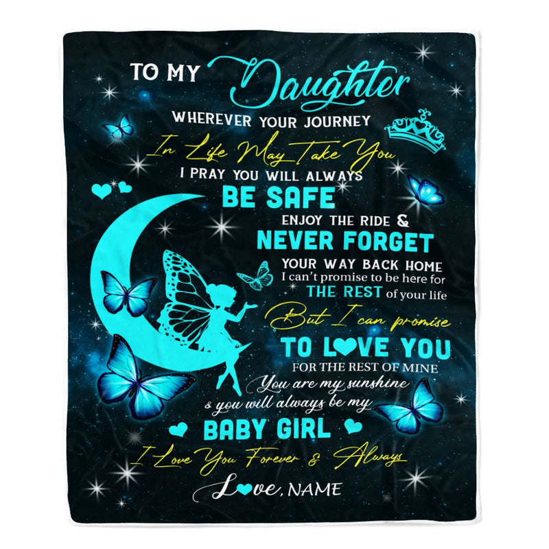 Personalized To My Daughter Blanket From Mom Dad Father Fairy Silhouette Fantasy Moon Daughter Birthday Graduation Christmas Customized Fleece Throw Blanket Blanket mockup 1 800x.jpg