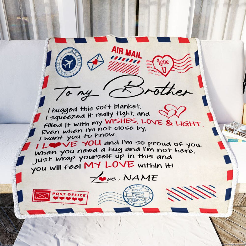 Personalized To My Brother Blanket From Sister Air Mail Letter I Love You Brother Birthday Christmas Thanksgiving Customized Fleece Throw Blanket Blanket mockup 2 800x.jpg