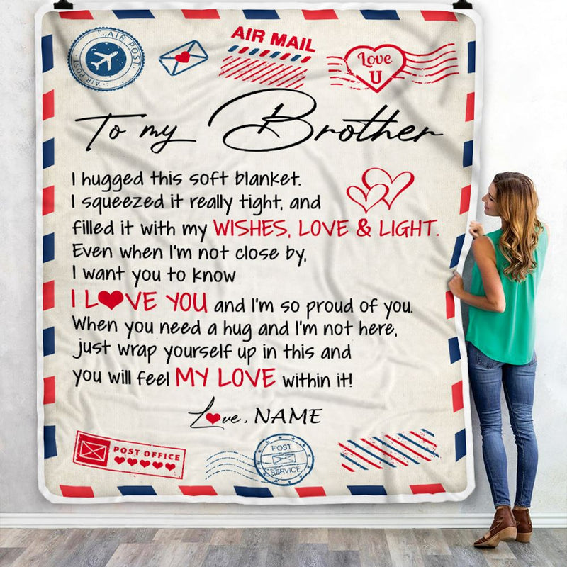 Personalized To My Brother Blanket From Sister Air Mail Letter I Love You Brother Birthday Christmas Thanksgiving Customized Fleece Throw Blanket Blanket mockup 3 800x.jpg