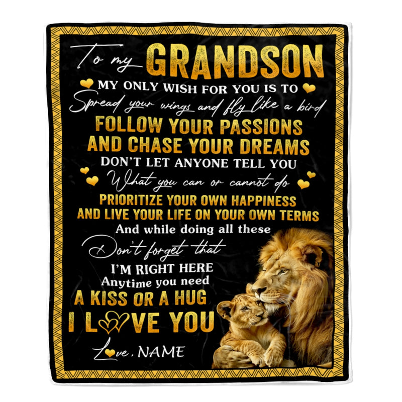 Personalized To My Grandson Blanket From Papa Grandpa Lion My Only Wish For You Grandson Birthday Graduation Christmas Customized Bed Fleece Throw Blanket Blanket mockup 1 800x.jpg
