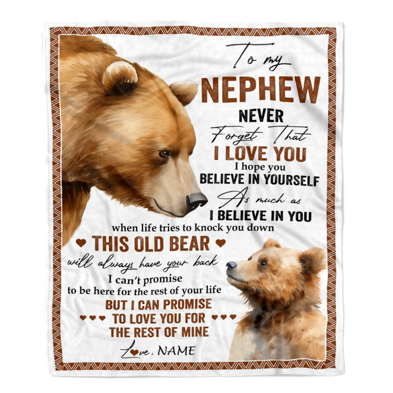 Personalized To My Nephew Blanket From Aunt Uncle Never Forget That I Love You Bear Nephew Birthday Graduation Christmas Customized Bed Fleece Throw Blanket Blanket mockup 1 800x.jpg