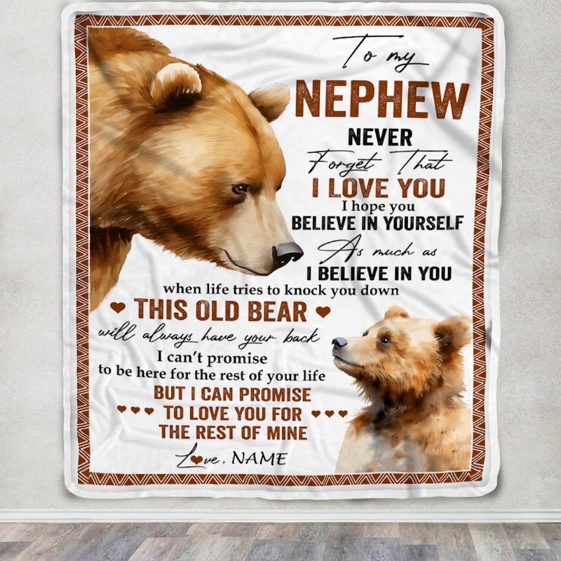 Personalized To My Nephew Blanket From Aunt Uncle Never Forget That I Love You Bear Nephew Birthday Graduation Christmas Customized Bed Fleece Throw Blanket Blanket mockup 3 800x.jpg
