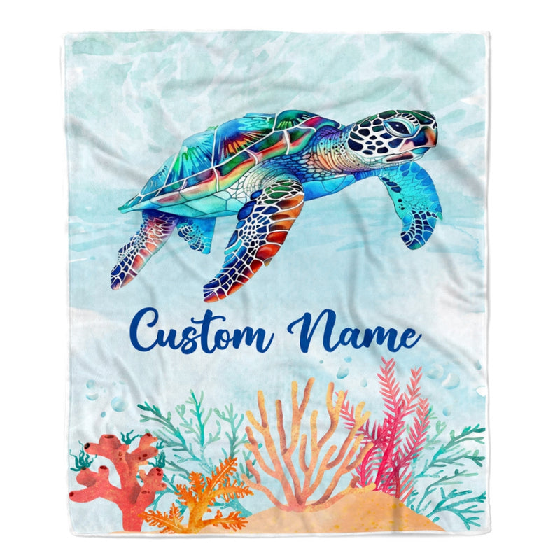 Personalized Turtle Blanket Custom Baby Name Boy Girl Sea Newborn Kids Son Daughter Granddaughter Niece Birthday Christmas Customized Bed Fleece Throw Blanket Blanket mockup 1 800x.jpg