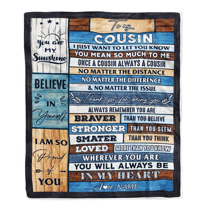 Personalized To My Cousin Blanket From Famaly Wood You Will Always Be In My Heart Cousin Birthday Christmas Graduation Customized Bed Fleece Throw Blanket Blanket mockup 1 800x.jpg