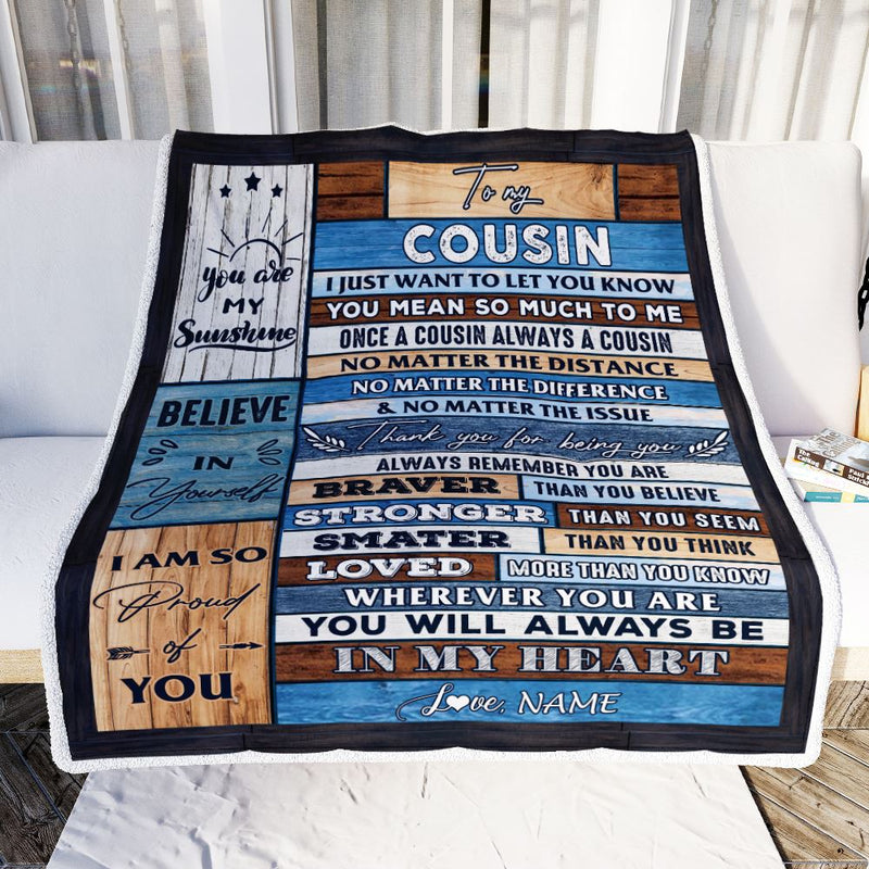 Personalized To My Cousin Blanket From Famaly Wood You Will Always Be In My Heart Cousin Birthday Christmas Graduation Customized Bed Fleece Throw Blanket Blanket mockup 2 800x.jpg