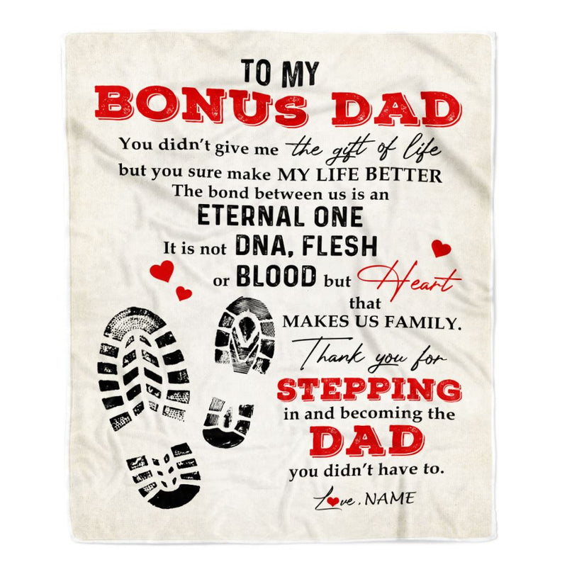 Personalized to My Bonus Dad Blanket from Daughter Thank You for Stepping in Becoming The Dad Stepdad Birthday Fathers Day Customized Bed Fleece Throw Blanket Blanket mockup 1 800x.jpg