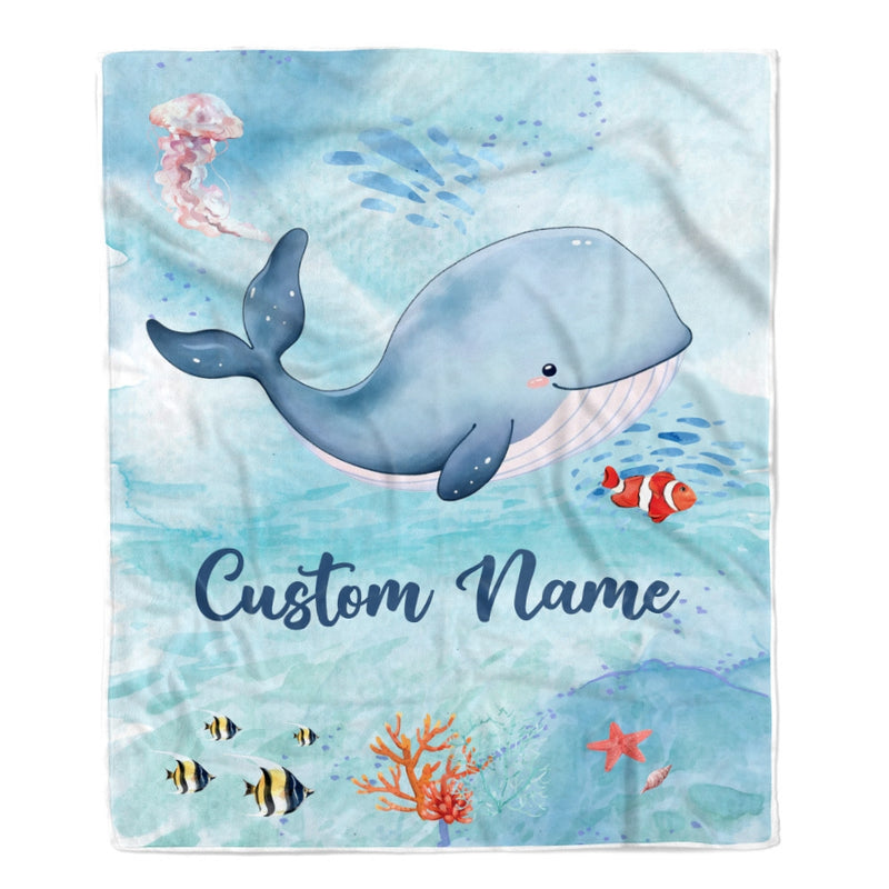 Personalized Baby Blanket With Custom Name Ocean Blue Whale Newborn Son Daughter Niece Nephew Grandson Granddaughter Birthday Christmas Bed Fleece Blanket Blanket mockup 1 800x.jpg