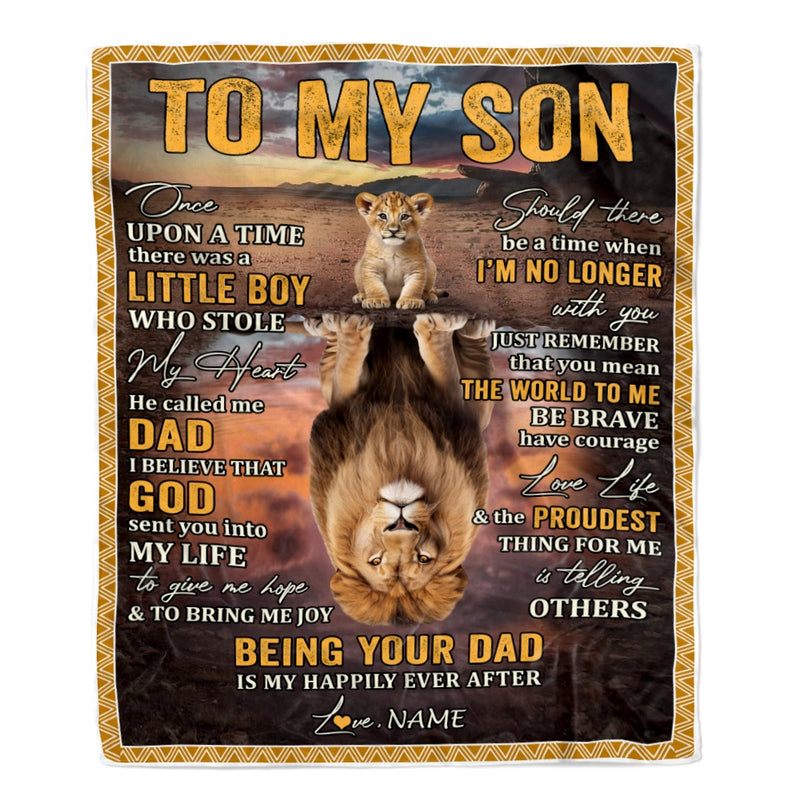 Personalized To My Son Blanket From Dad Father Lion Being Your Dad Is My Happily Ever Son Birthday Graduation Christmas Customized Fleece Throw Blanket Blanket mockup 1 800x.jpg