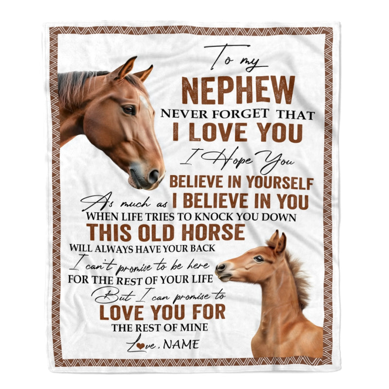 Personalized To My Nephew Blanket From Aunt Auntie Uncle This Old Horse Love You Nephew Birthday Graduation Christmas Customized Bed Fleece Throw Blanket Blanket mockup 1 800x.jpg