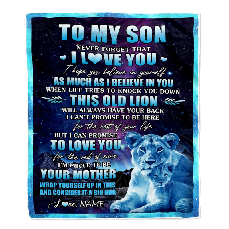 Personalized To My Son Blanket From Mom Mother Never Forget That I Love You Lion Son Birthday Thanksgiving Christmas Customized Fleece Throw Blanket Blanket mockup 1 800x.jpg