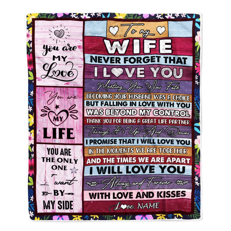 Personalized To My Wife Blanket From Husband Romantic I Love You Gifts For Wife Anniversary Valentines Wedding Christmas Customized Fleece Throw Blanket Blanket mockup 1 800x.jpg
