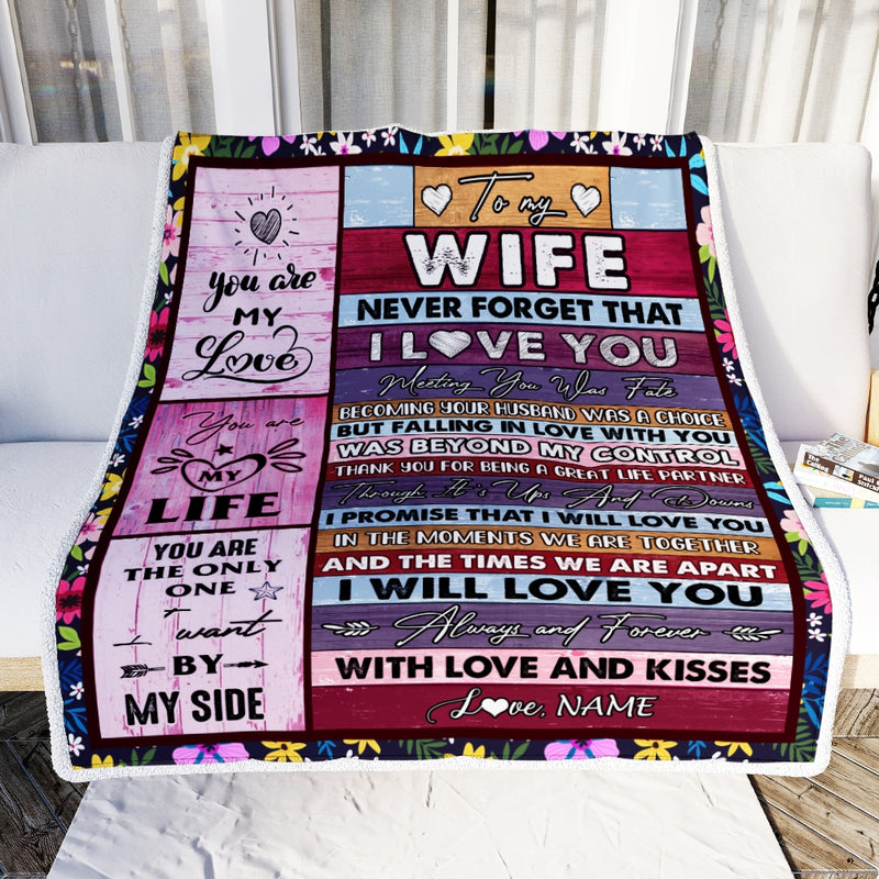 Personalized To My Wife Blanket From Husband Romantic I Love You Gifts For Wife Anniversary Valentines Wedding Christmas Customized Fleece Throw Blanket Blanket mockup 2 800x.jpg