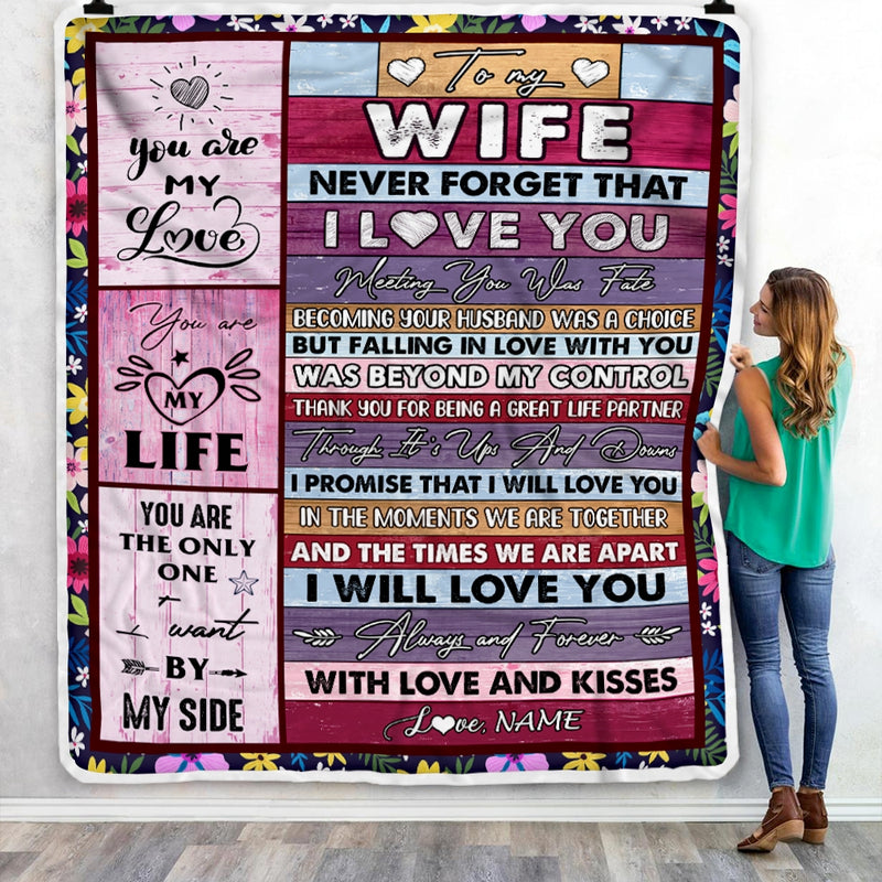 Personalized To My Wife Blanket From Husband Romantic I Love You Gifts For Wife Anniversary Valentines Wedding Christmas Customized Fleece Throw Blanket Blanket mockup 3 800x.jpg