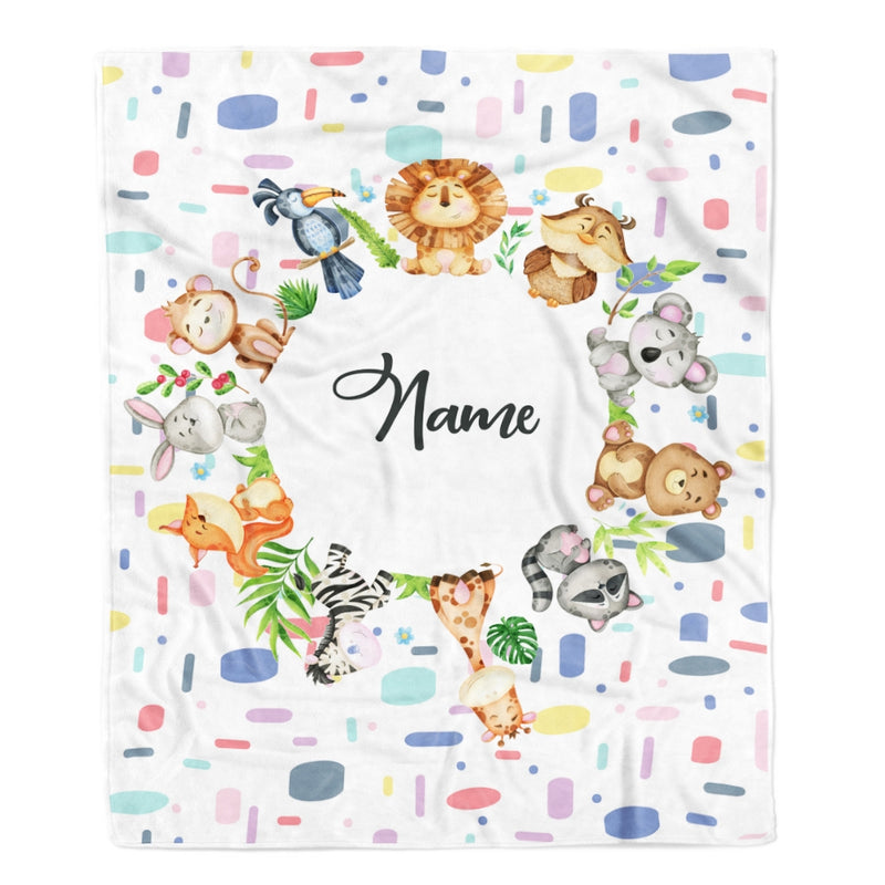 Personalized Baby Blanket Custom Name Circle Animal for Newborn Boy Girl Son Daughter Grandson Granddaughter Niece Nephew Birthday Christmas Fleece Blanket Blanket mockup 1 800x.jpg