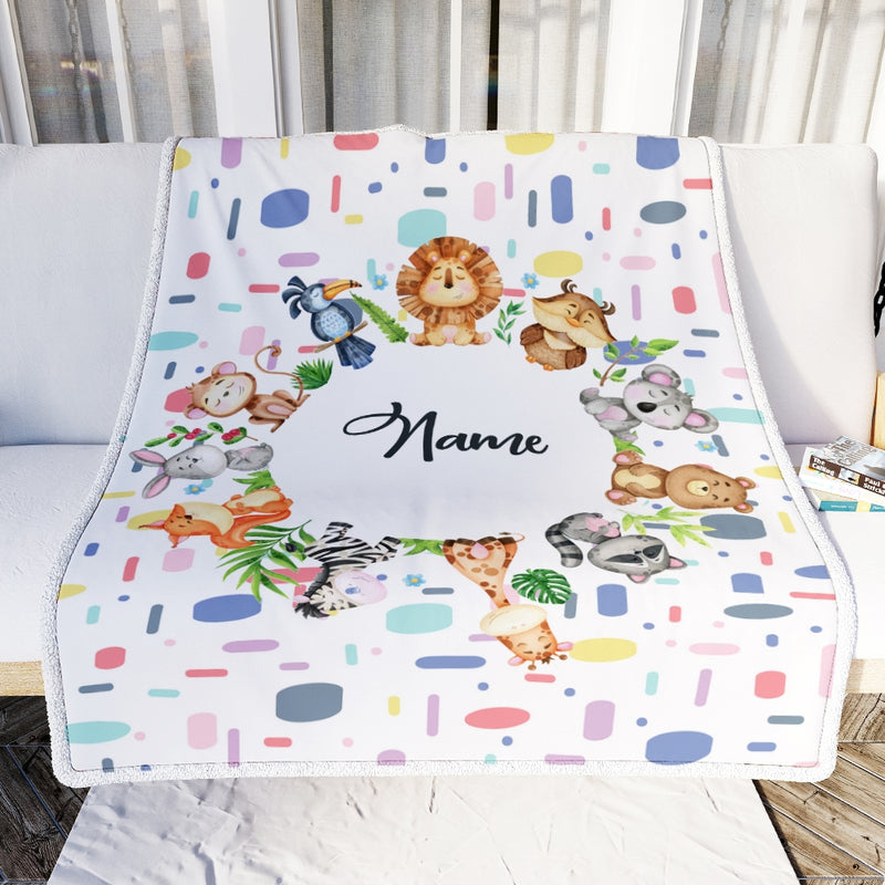 Personalized Baby Blanket Custom Name Circle Animal for Newborn Boy Girl Son Daughter Grandson Granddaughter Niece Nephew Birthday Christmas Fleece Blanket Blanket mockup 2 800x.jpg