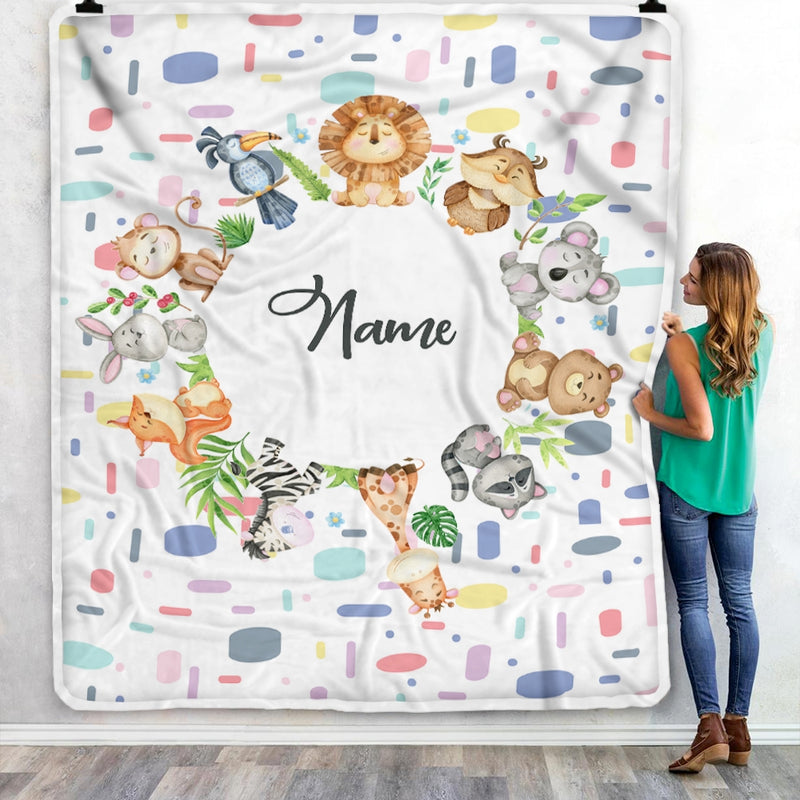 Personalized Baby Blanket Custom Name Circle Animal for Newborn Boy Girl Son Daughter Grandson Granddaughter Niece Nephew Birthday Christmas Fleece Blanket Blanket mockup 3 800x.jpg