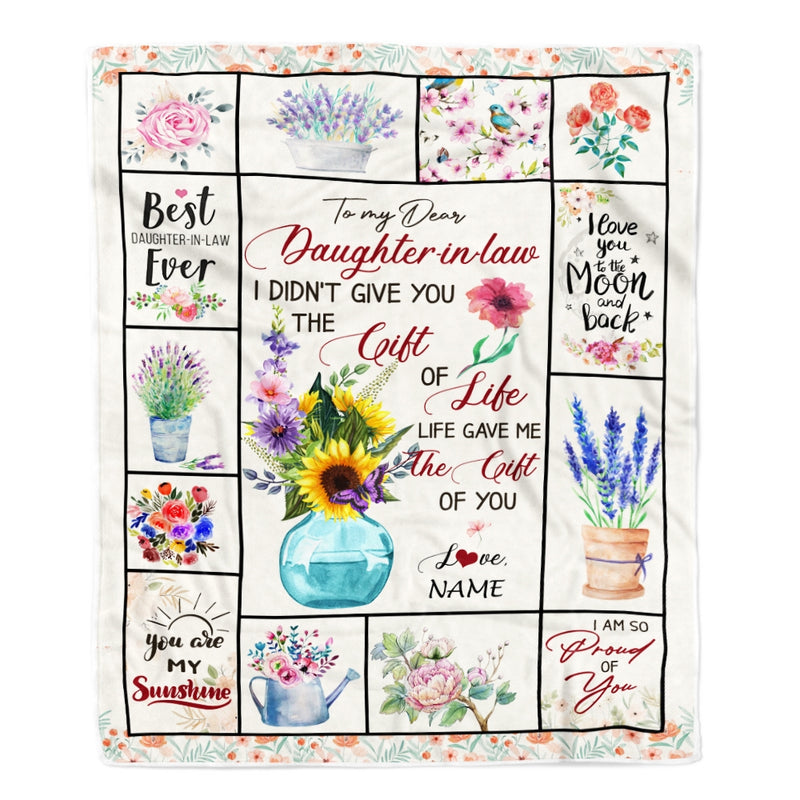 Personalized to My Dear Daughter in Law Blanket I Didn t GIVE You The Gift of Life Christmas Birthday Pregnant Wedding Anniversary Customized Fleece Blanket Blanket mockup 1 800x.jpg