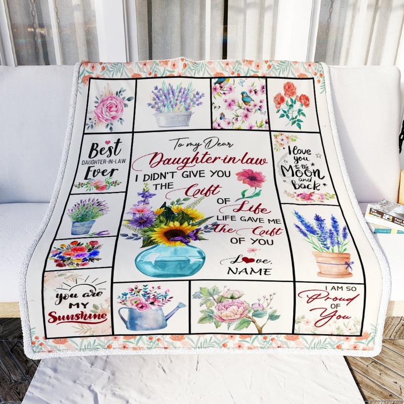 Personalized to My Dear Daughter in Law Blanket I Didn t GIVE You The Gift of Life Christmas Birthday Pregnant Wedding Anniversary Customized Fleece Blanket Blanket mockup 2 800x.jpg