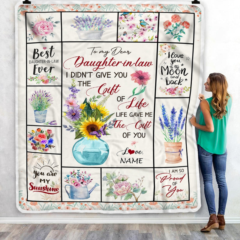 Personalized to My Dear Daughter in Law Blanket I Didn t GIVE You The Gift of Life Christmas Birthday Pregnant Wedding Anniversary Customized Fleece Blanket Blanket mockup 3 800x.jpg