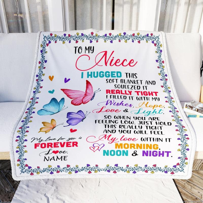 Personalized To My Niece Blanket From Uncle Aunt Butterfly I Huggest This Soft Blanket Niece Birthday Christmas Customized Bed Quilt Fleece Throw Blanket Blanket mockup 2 800x.jpg