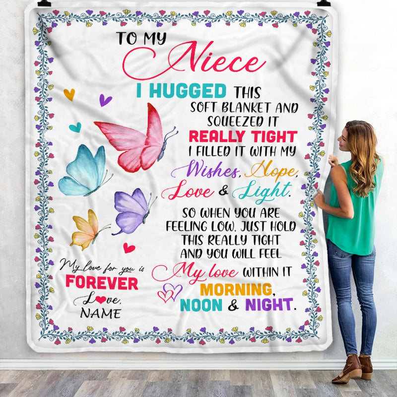 Personalized To My Niece Blanket From Uncle Aunt Butterfly I Huggest This Soft Blanket Niece Birthday Christmas Customized Bed Quilt Fleece Throw Blanket Blanket mockup 3 800x.jpg