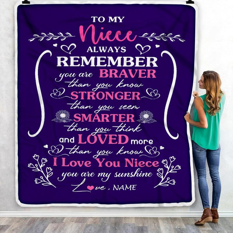Personalized To My Niece Blanket From Aunt Uncle Mother Purple I Love You Niece Birthday Christmas Gift Customized Bed Quilt Fleece Throw Blanket Blanket mockup 3 800x.jpg