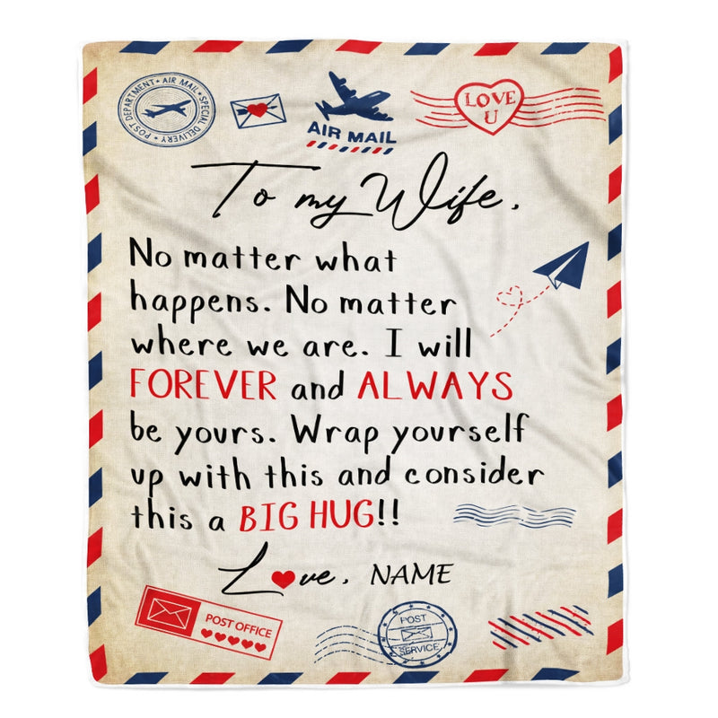 Personalized To My Wife Blanket From Husband Big Hug Air Mail Letter Wife Birthday Anniversary Wedding Valentine s Day Christmas Gift Bed Fleece Throw Blanket Blanket mockup 1 800x.jpg