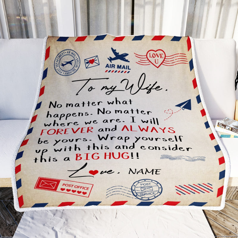Personalized To My Wife Blanket From Husband Big Hug Air Mail Letter Wife Birthday Anniversary Wedding Valentine s Day Christmas Gift Bed Fleece Throw Blanket Blanket mockup 2 800x.jpg