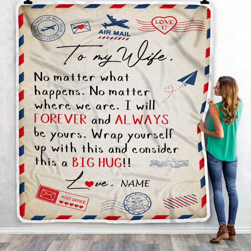 Personalized To My Wife Blanket From Husband Big Hug Air Mail Letter Wife Birthday Anniversary Wedding Valentine s Day Christmas Gift Bed Fleece Throw Blanket Blanket mockup 3 800x.jpg
