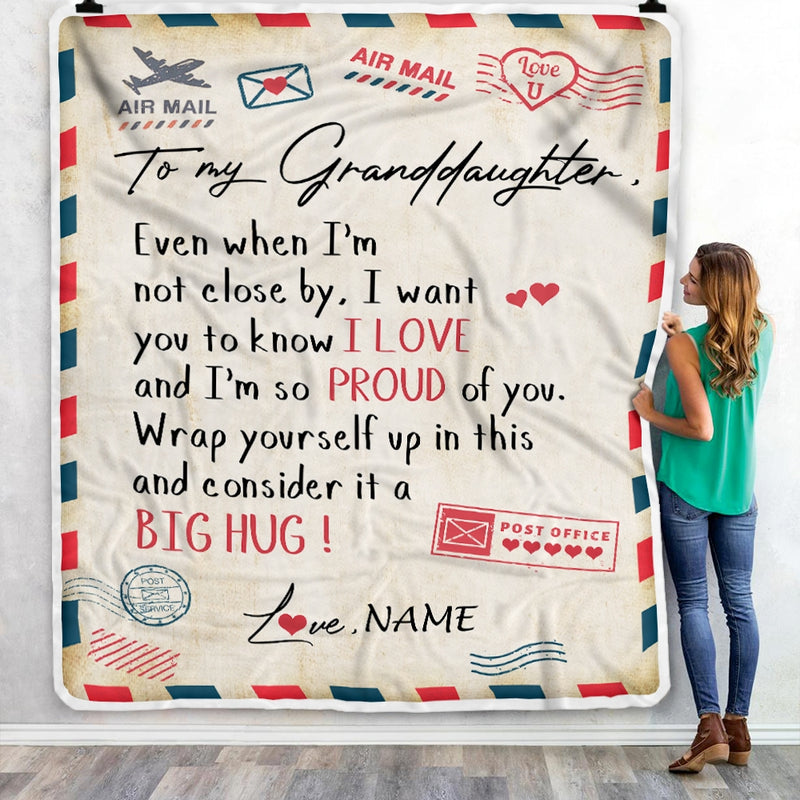 Personalized To My Granddaughter Blanket from Grandma Papa Proud Of You Air Mail Letter Granddaughter Birthday Christmas Gift Bed Quilt Fleece Throw Blanket Blanket mockup 3 800x.jpg