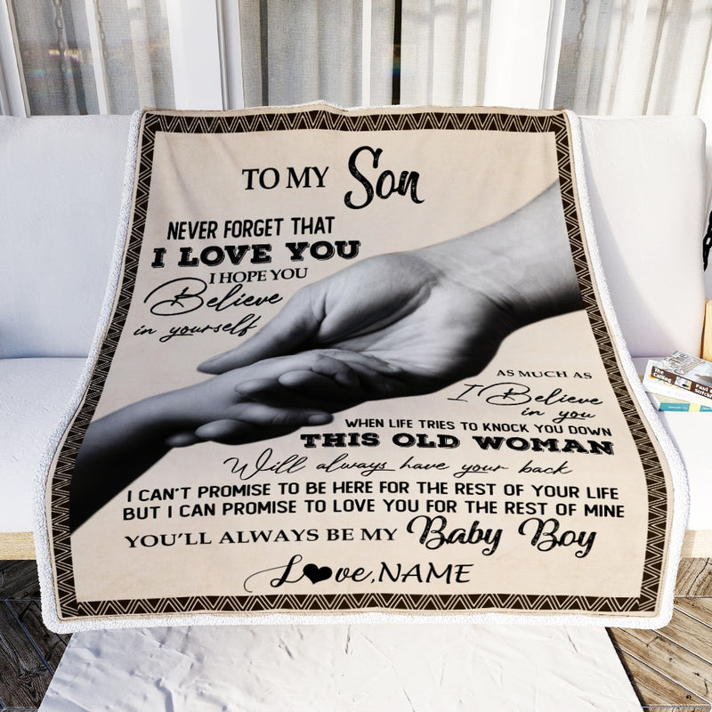 Personalized To My Son From Mom Never Forget That I Love You For Son Great Birthday Thanksgiving Graduation Christmas Bed Quilt Fleece Throw Blanket Blanket mockup 2 800x.jpg