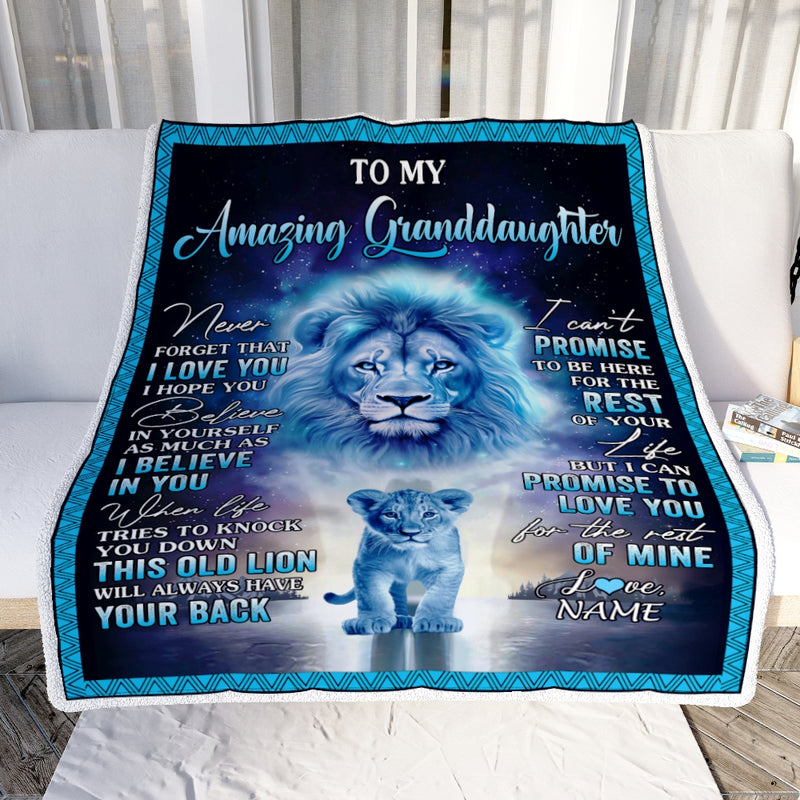 Personalized To My Amazing Granddaughter Blanket From Grandma Grandpa Lion Never Forget I Love You Birthday Graduation Christmas Customized Fleece Blanket Blanket mockup 2 800x.jpg