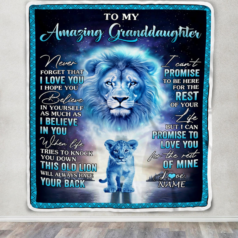 Personalized To My Amazing Granddaughter Blanket From Grandma Grandpa Lion Never Forget I Love You Birthday Graduation Christmas Customized Fleece Blanket Blanket mockup 3 800x.jpg