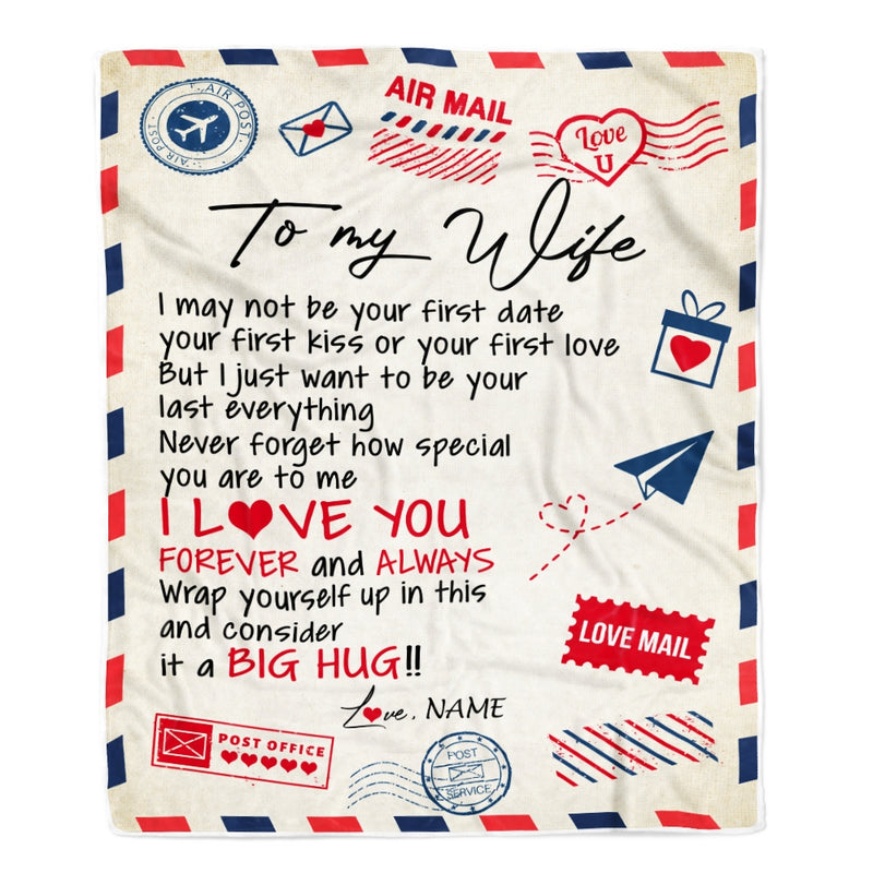 Personalized To My Wife Blanket From Husband Love You Forever Always Airmail Letter Valentine Christmas Wedding Anniversary Customized Fleece Blanket Blanket mockup 1 800x.jpg