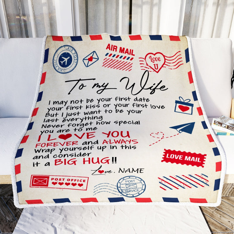 Personalized To My Wife Blanket From Husband Love You Forever Always Airmail Letter Valentine Christmas Wedding Anniversary Customized Fleece Blanket Blanket mockup 2 800x.jpg